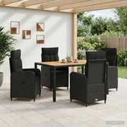Set da pranzo per esterni 5 pz Nero 3422268