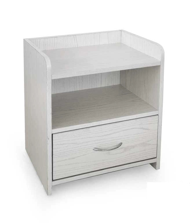COMODINO DA ARREDO CON CASSETTO E VANO APERTO 43X30X48CM COLORE BIANCO