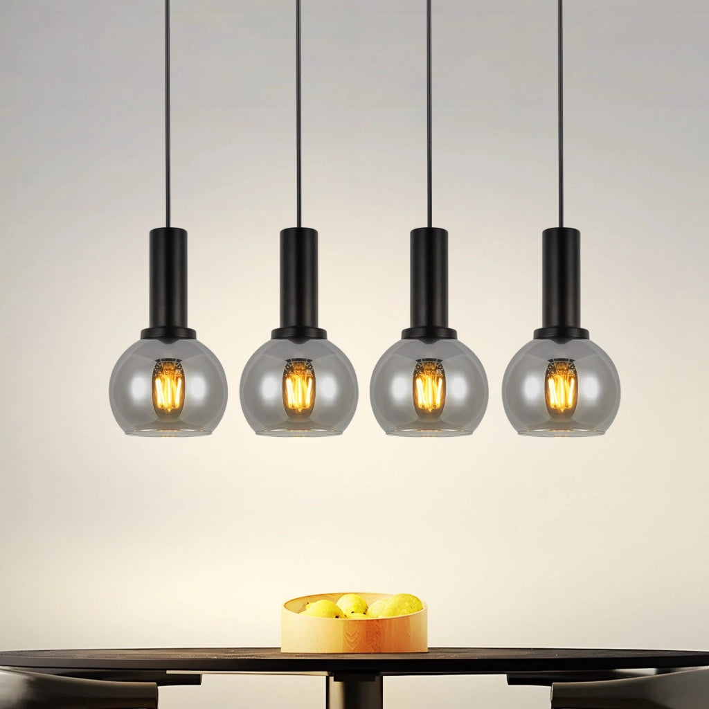 Lampada a sospensione ZMH da sala da pranzo a 4 fiamme E27 lampada a sospensione retr¨° in vetro camera da letto bar