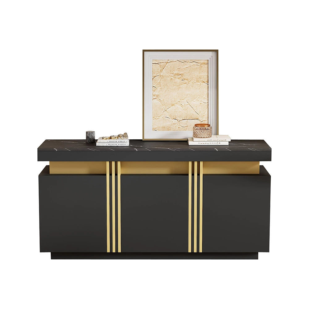 Buffet - Xylo - 3porte nero/oro regolabile 140x38x70cm