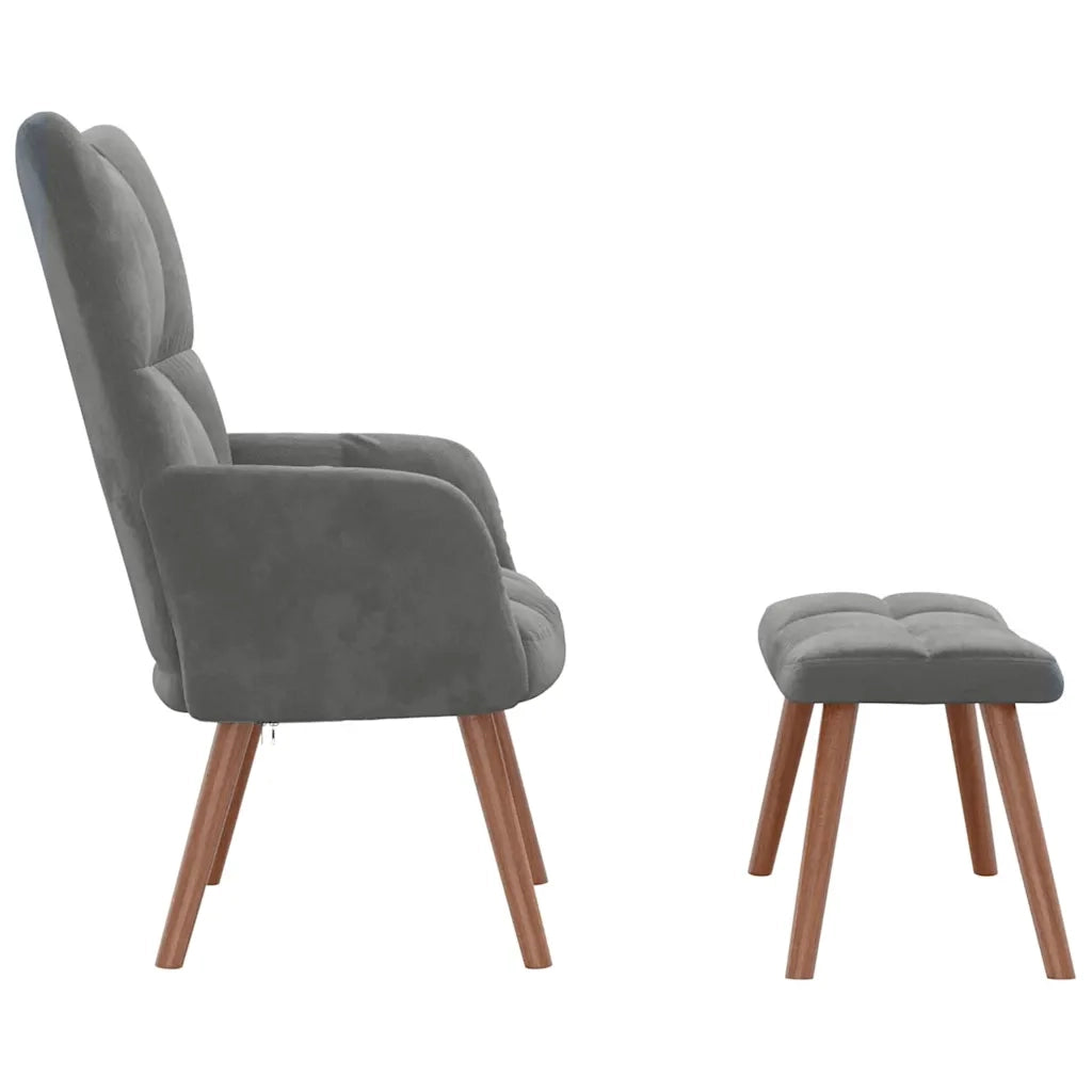 Poltrona Relax con Poggiapiedi Grigio Scuro in Velluto cod mxl 12905