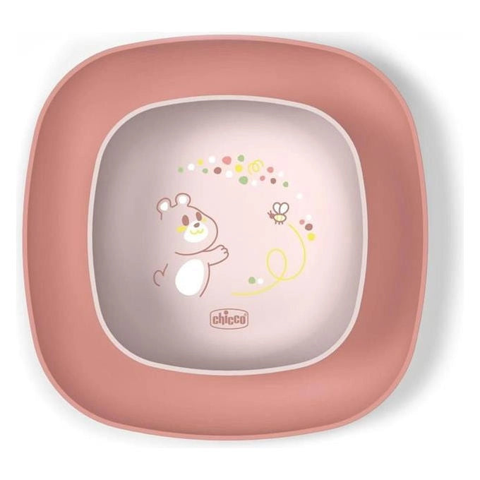 Chicco Set Pappa 12m+ con Ciotola e Piatto Piano Rosa