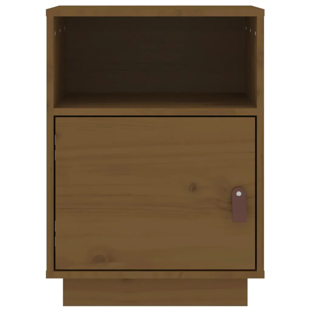 Comodino-Tavolino da notte Marrone Ambrato 40x34x55 cm in Legno Massello di Pino