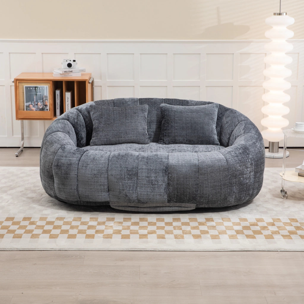 OKWISH Poltrona Pouf con Schienale Alto e Braccioli, Seduta da Pavimento per Gioco e Relax, Ciniglia, Grigio