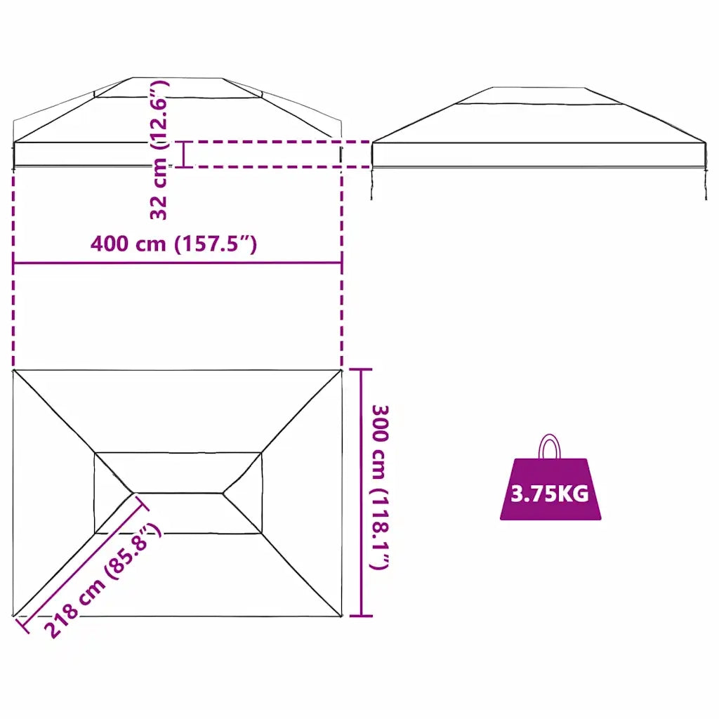 Sostituzione Copertura Gazebo Trasparente 400 x 300 x 32 cm PVC 42008409