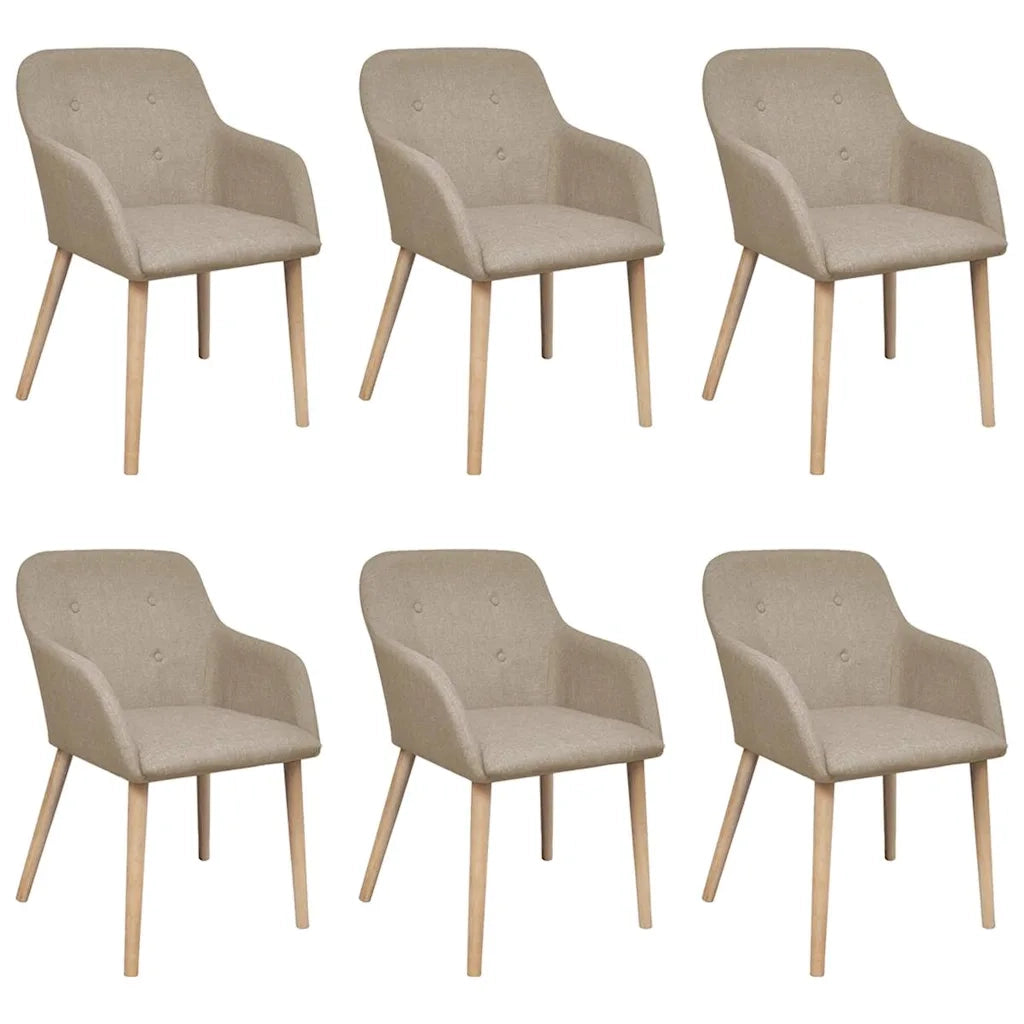Sedie da Pranzo 6 pz Beige in Tessuto e Massello di Rovere  cod mxl 58656