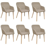 Sedie da Pranzo 6 pz Beige in Tessuto e Massello di Rovere  cod mxl 58656
