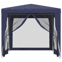 Tenda per Feste con 4 Pareti Laterali in Rete Blu 2,5x2,5m HDPE