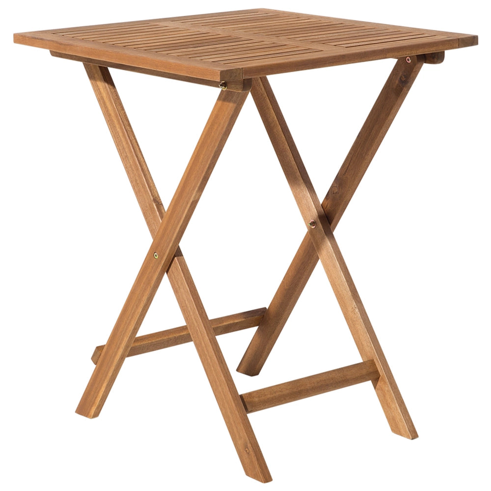 Set da bistrot 3 pezzi in legno massello di acacia chiaro cuscini verde menta pieghevole a doghe design scandinavo moderno