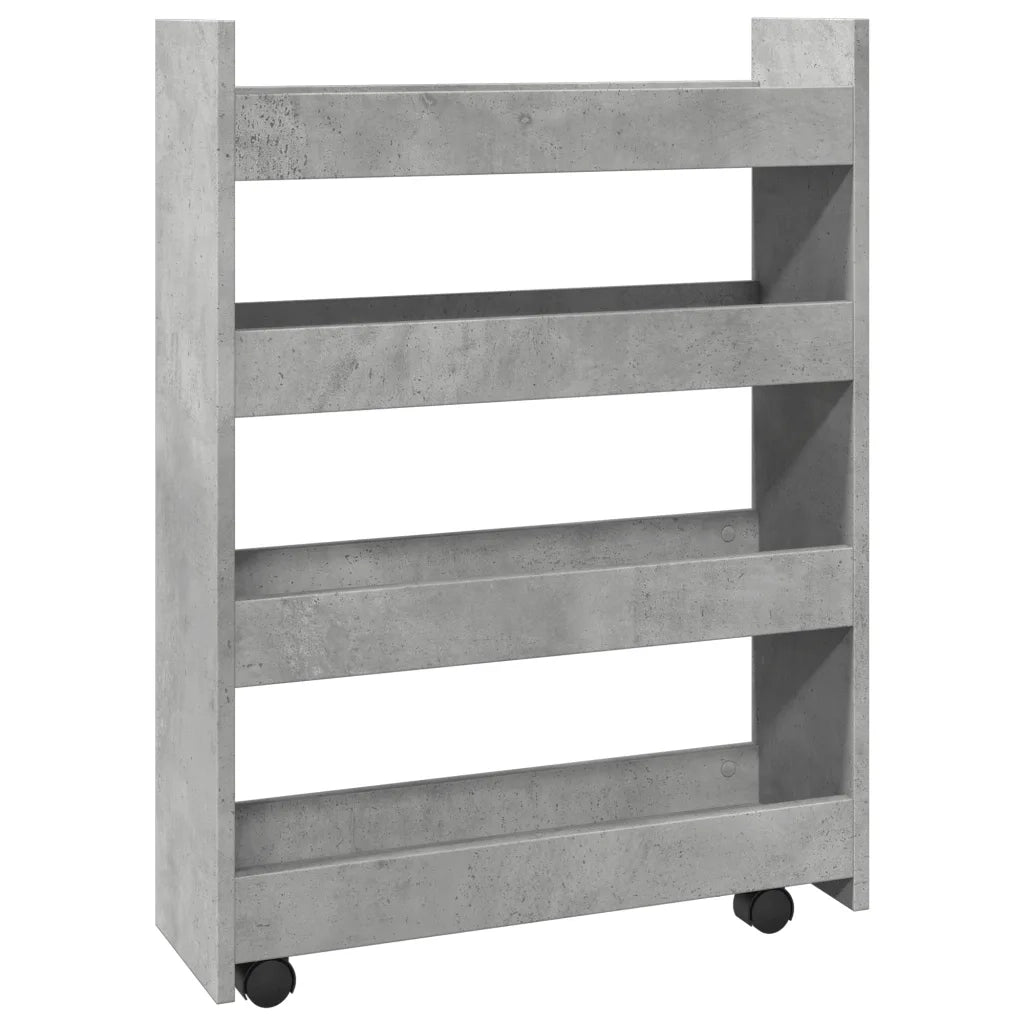 vidaXL Carrello Stretto a 4 Livelli Grigio Cemento in Truciolato