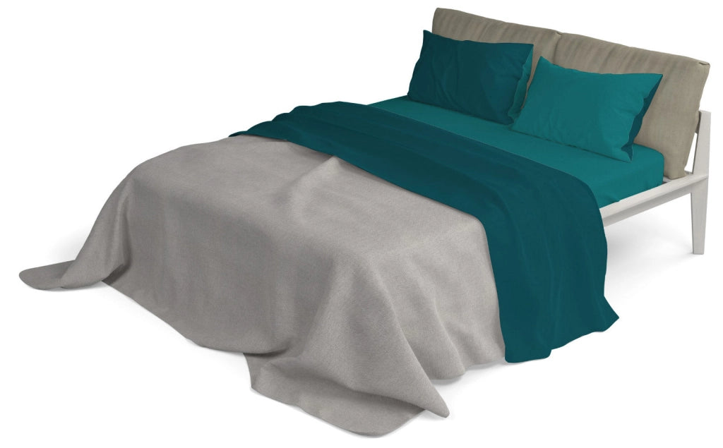 Set Lenzuola Sopra Sotto e Federe Doubleface Verde Petrolio/Verde Bottiglia Matrimoniale