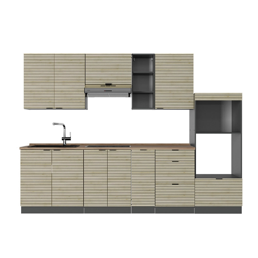 Cucina componibile Fame-Line Pannello in quercia/Antracite 280 cm, PL Rovere Vicco