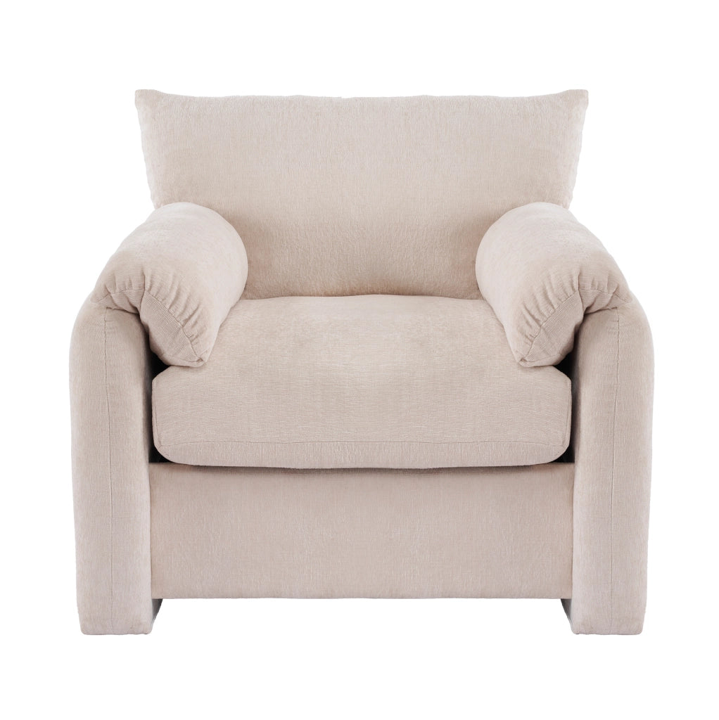 Poltrona singola in chenille con seduta ergonomica 96x82x84 cm; beige