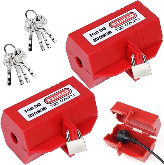 Stekkerslot per waschina, interruttore chiuso, porta per lavatrice in plastica con chiave, protezione contro la corrente elettrica.