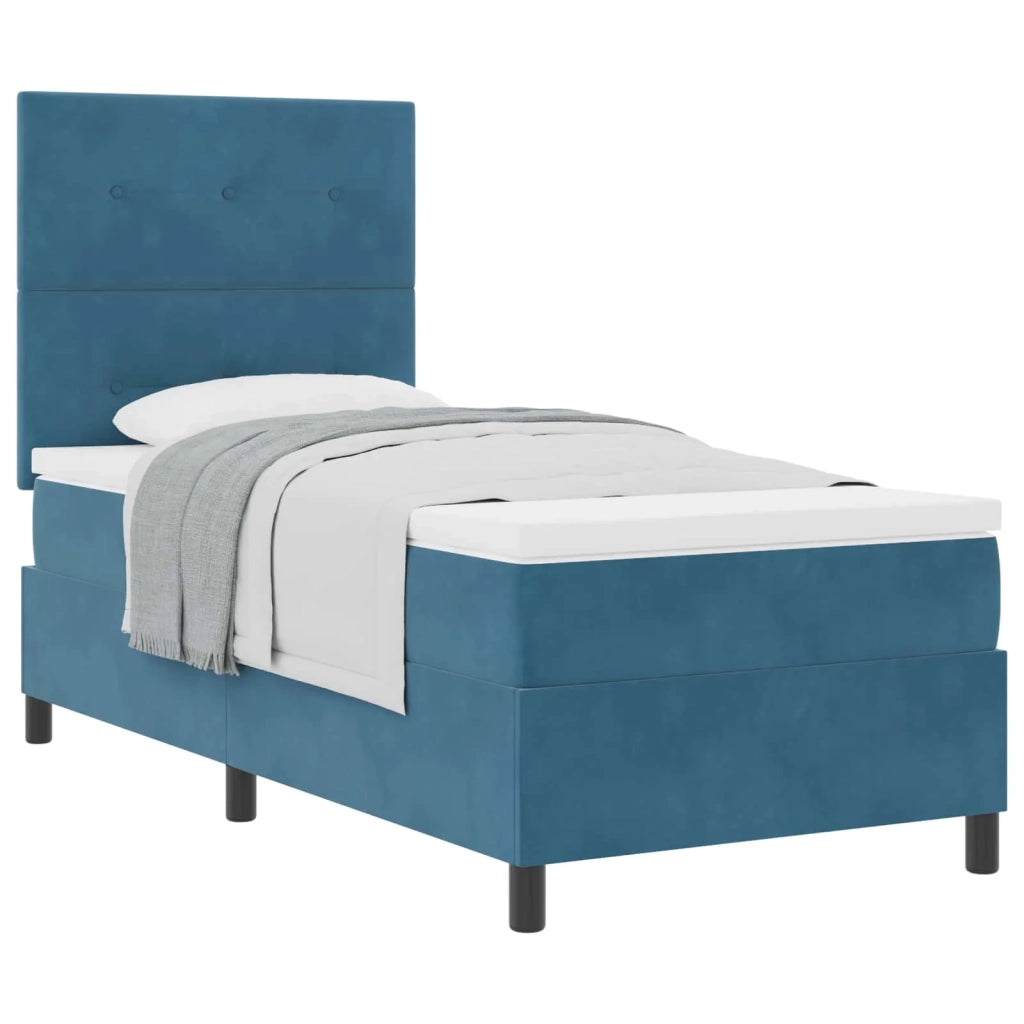 Letto a molle con materasso Blu Scuro 90 x 190 cm Velluto 3339804