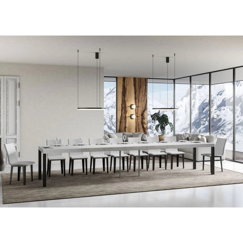 Tavolo allungabile 130/390x90 cm Everyday Premium telaio Antracite - Bianco Frassino