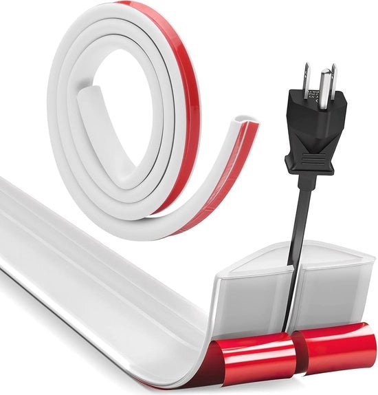 Cavo a forma di mezza luna bianco - Autoadesivo e flessibile per interni ed esterni - Ideale per la copertura di cavi 1 m (15 mm x 10 mm)