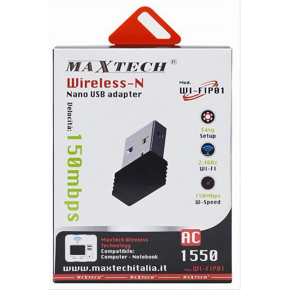 Trade Shop - Adattatore Usb Wireless Nano 150mbps Wifi Per Pc Notebook Antenna Maxtech Wi-fip001 -