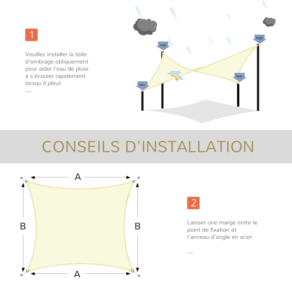Tenda da sole rettangolare con sacco ¨C zephmum ¨C crema 3x4m
