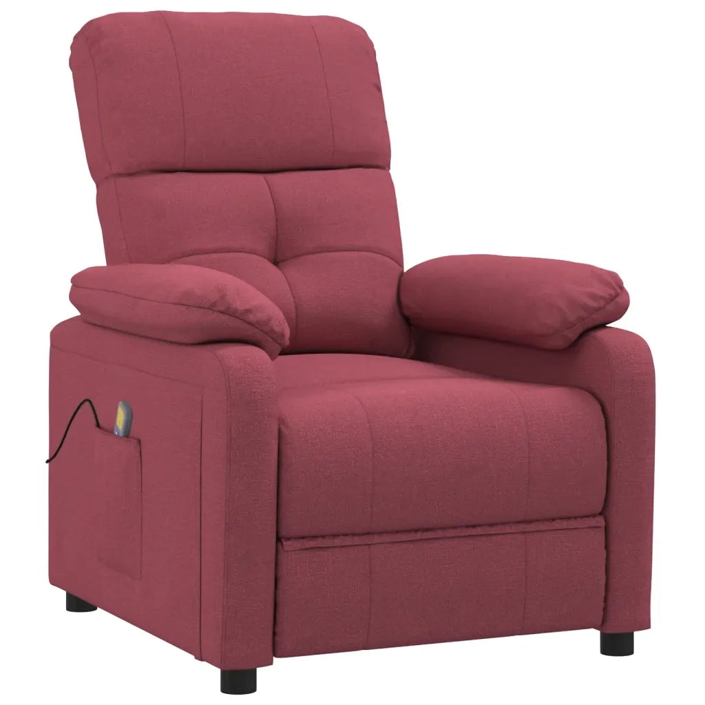 Poltrona Massaggiante Elettrica Rosso Vino in Tessuto 348290