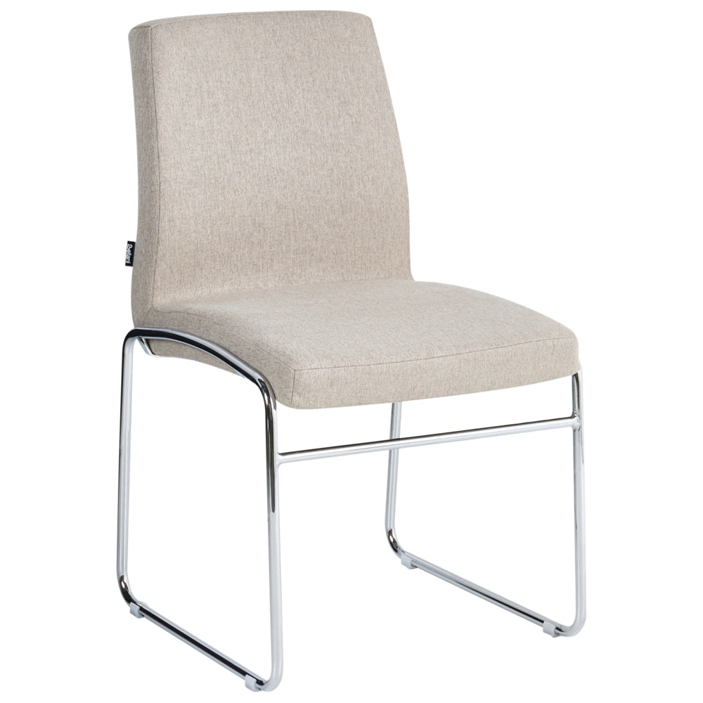 Set di 2 sedie da pranzo imbottite con braccioli, rivestimento beige, base in metallo design moderno