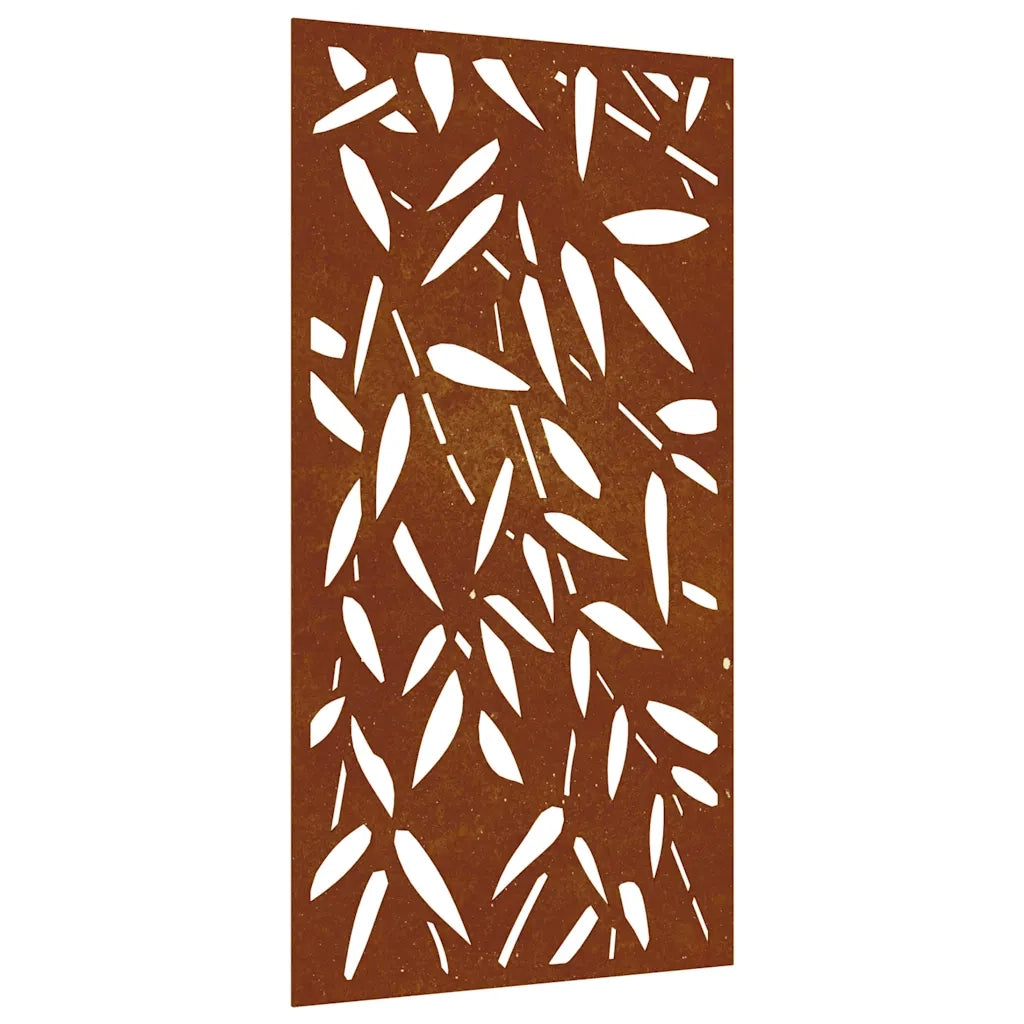 Decorazione Muro Giardino 105x55 cm Foglie Bambù Acciaio Corten 824483