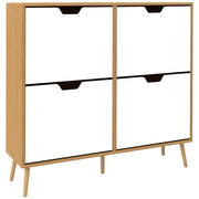 Scarpiera con 4 Cassetti e Ripiani Regolabili ¨C Zephmum ¨C 95x26x95 cm Legno Naturale
