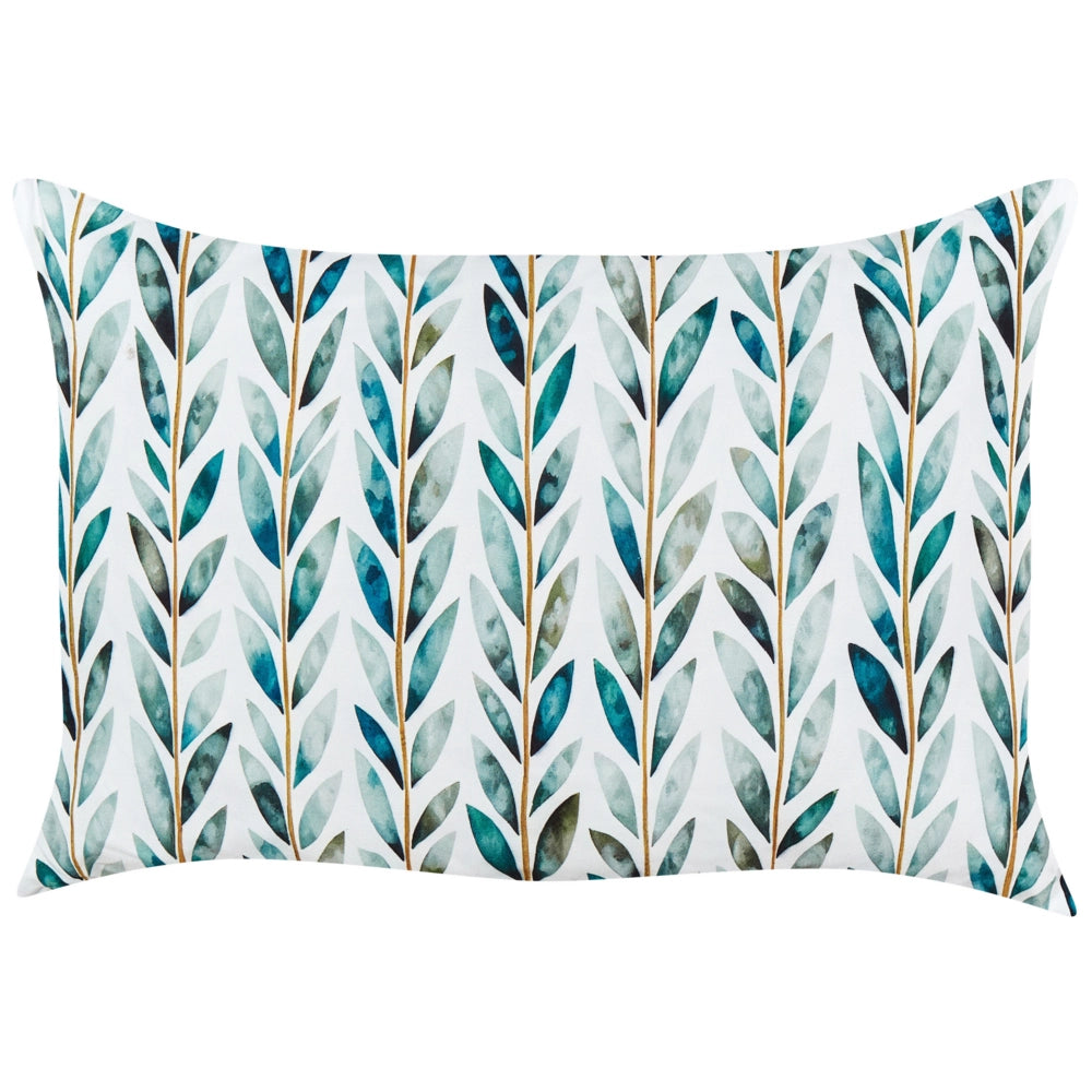 Set di 2 cuscini da giardino in poliestere bianco e verde 40 x 60 cm Motivo a foglie quadrate Design moderno Cuscino decorativo