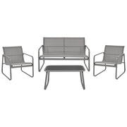 Set di divani da giardino in metallo grigio 4 posti con tavolo stile moderno