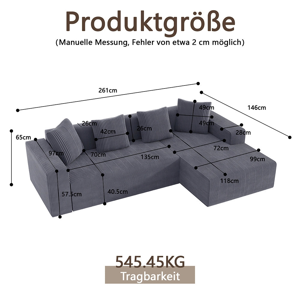 Divano modulare Cloud a L - Xylo - Con chaise longue design moderno imbottitura confortevole