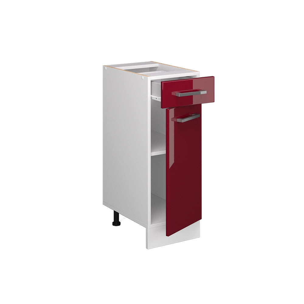 Mobiletto base per cucina R-Line Rosso lucido/Bianco 30 cm senza piano di lavoro Vicco