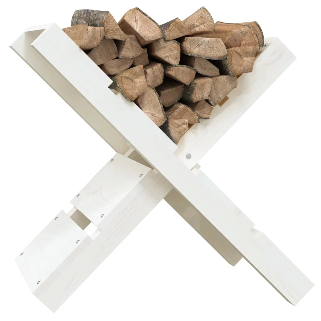Portaceppi Bianco 47x39,5x48 cm in Legno Massello di Pino 822448