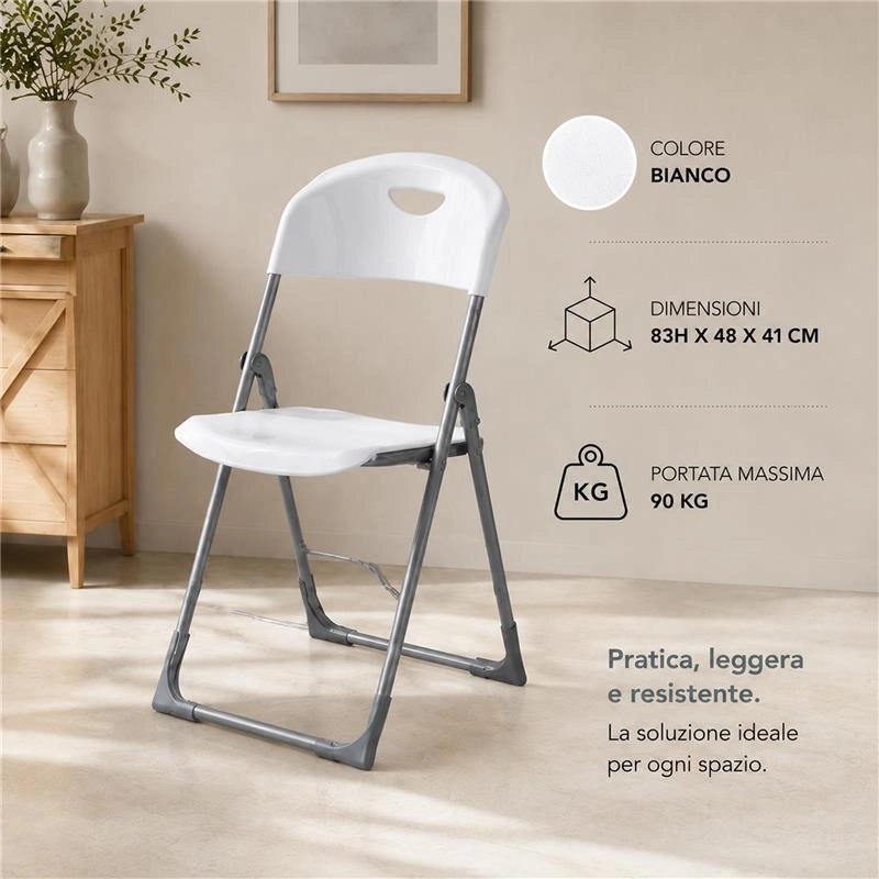 MAURY'S SET 4 SEDIE PIEGHEVOLI IN POLIPROPILENE COLORE BIANCO - 83X48X41 CM
