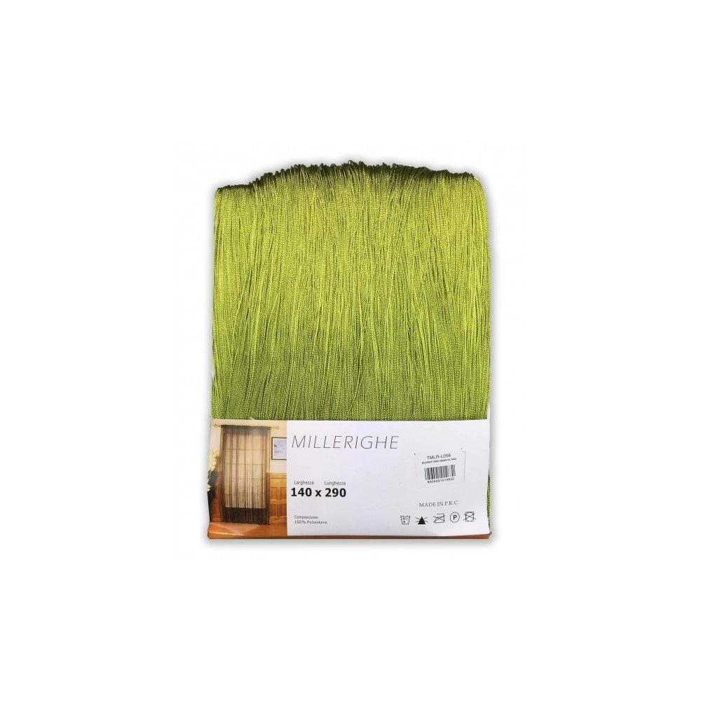 Trade Shop - Tenda Millerighe A Fili Sfumati 140 X 290 Cm Per Interni Divisoria Decorativa - Verde Reseda