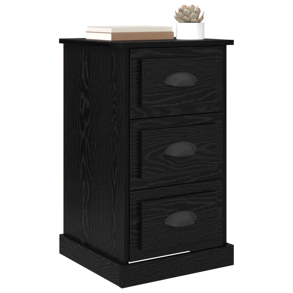 Comodino | Armadio da Notte | Mobiletto da notte con cassetto Rovere Nero 39 x 39 x 67,5 cm