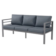 DIVANO DA GIARDINO 3 POSTI CON CUSCINI PER SEDUTA E SCHIENALE, IN ALLUMINIO, 185X66X64 CM, GRIGIO