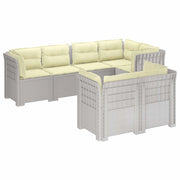 Divano 7 Posti da Giardino con Cuscini Aspetto Rattan PP Bianco 3444166
