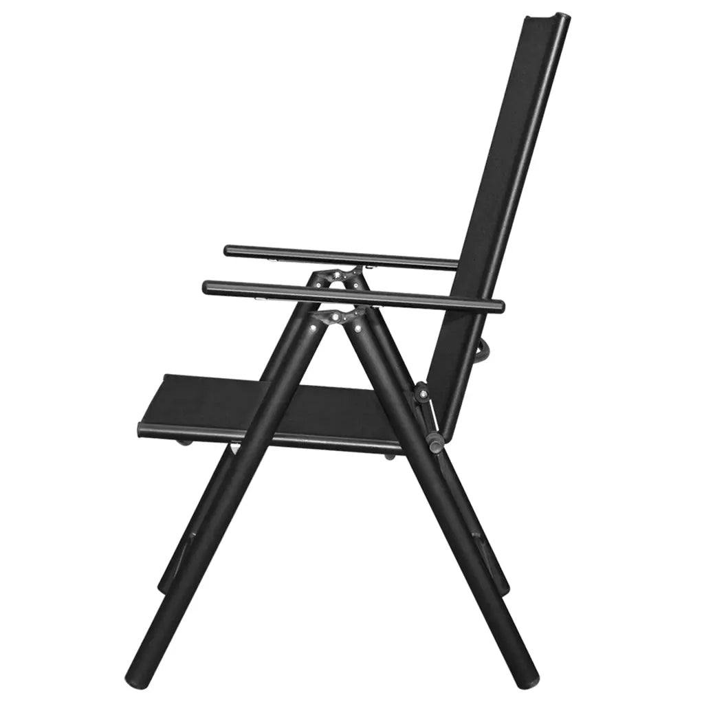 Set da Pranzo da Giardino 9 pz Pieghevole in Alluminio Nero 43382