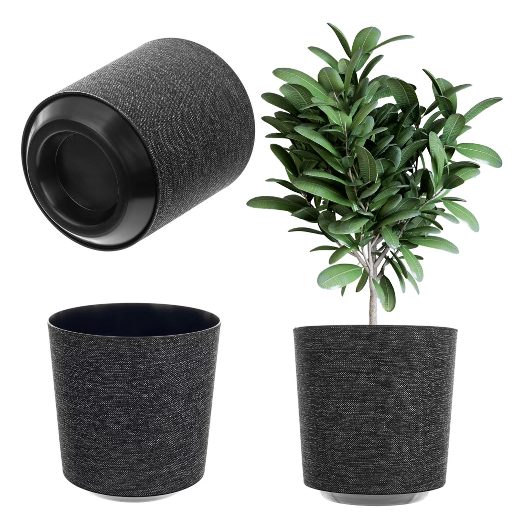 Vaso da fiori KADAX, supporto per fiori, rotondo, nero, fantasia in tessuto, 19 cm