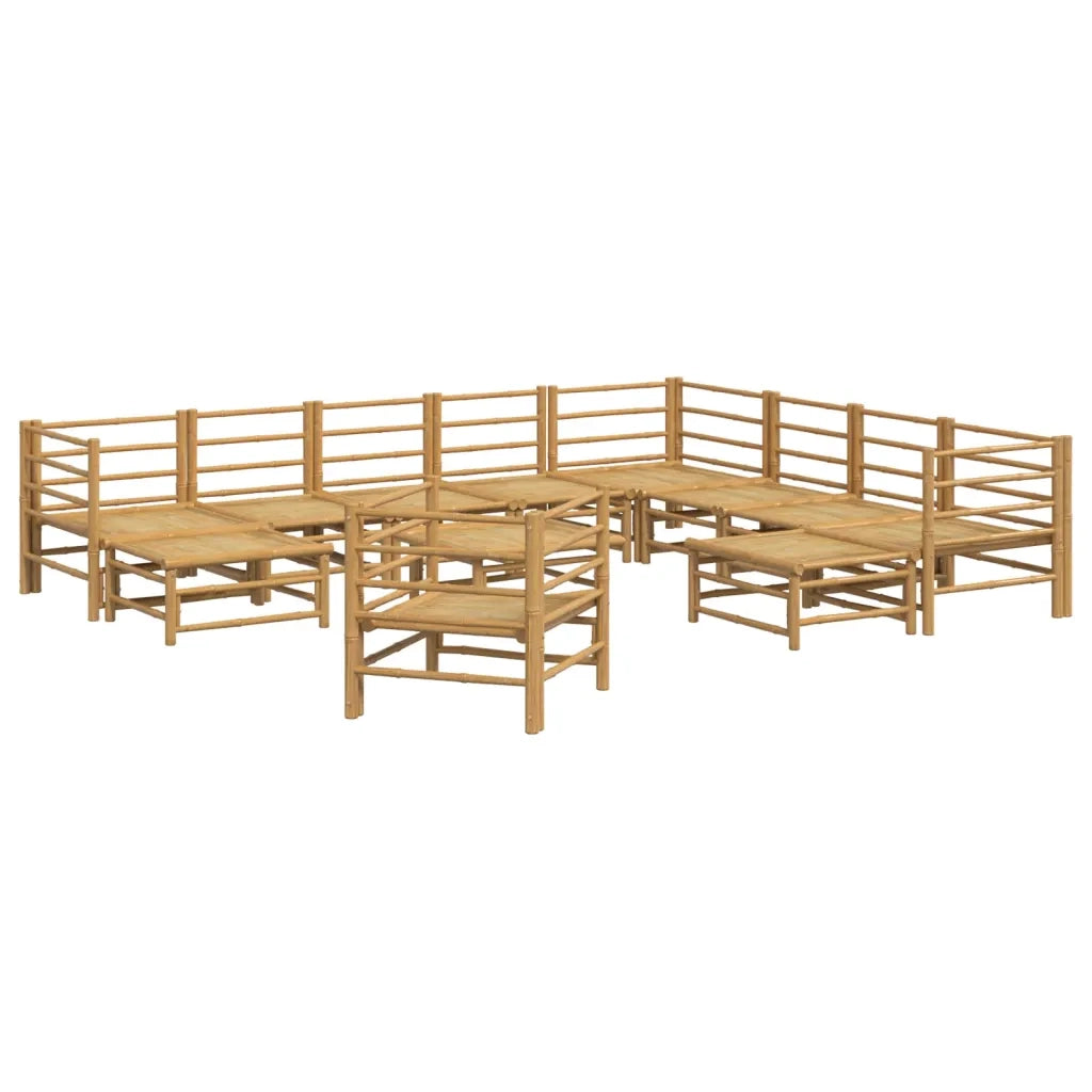 Set Salotto da Giardino 12pz con Cuscini Grigio Chiaro Bambù 3155098