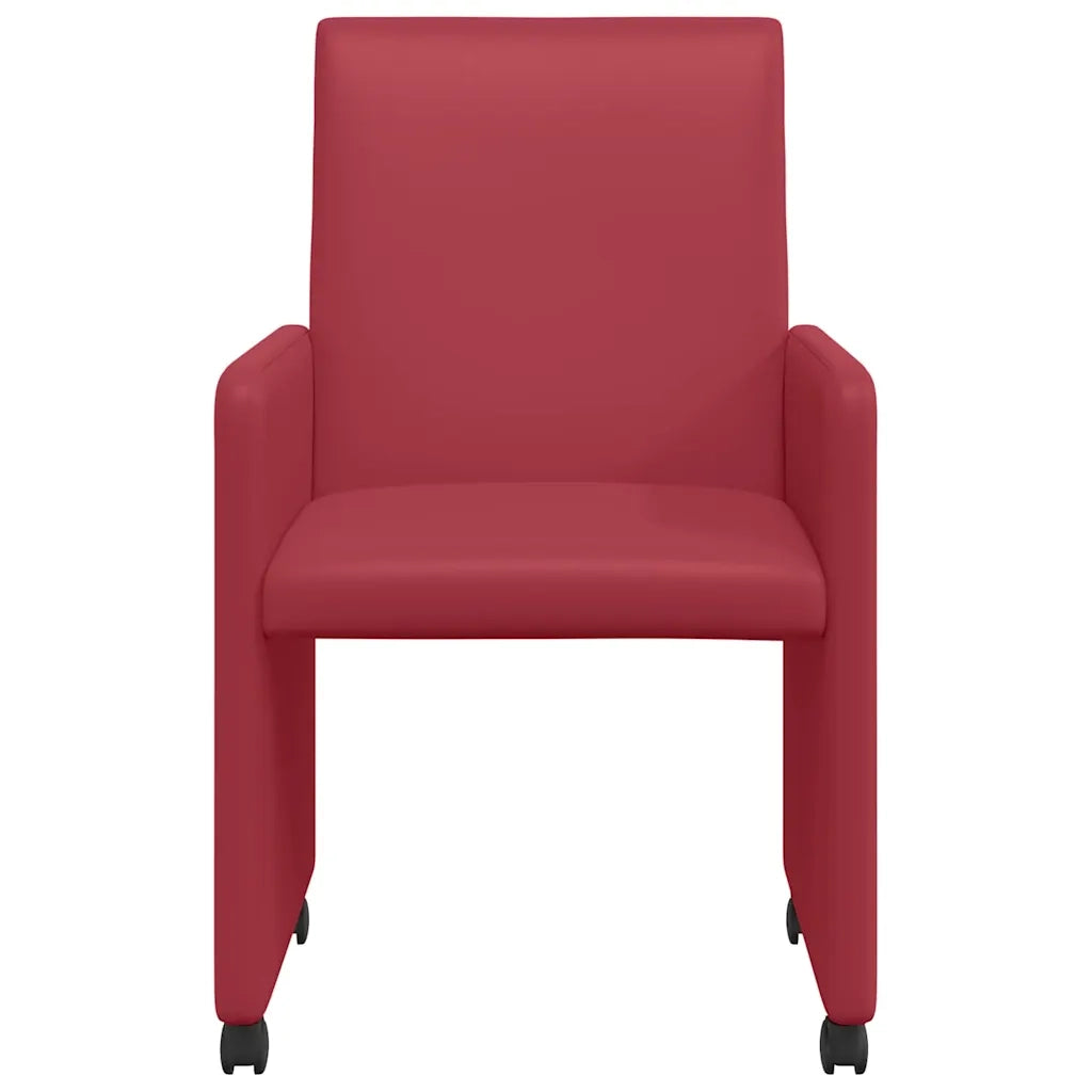 Sedie da Pranzo con Ruote 2 pcs Rosso vino 57 x 66 x 94 cm