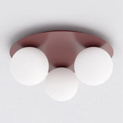 Lampada da soffitto SOLAR bordeaux con sfere in vetro opale