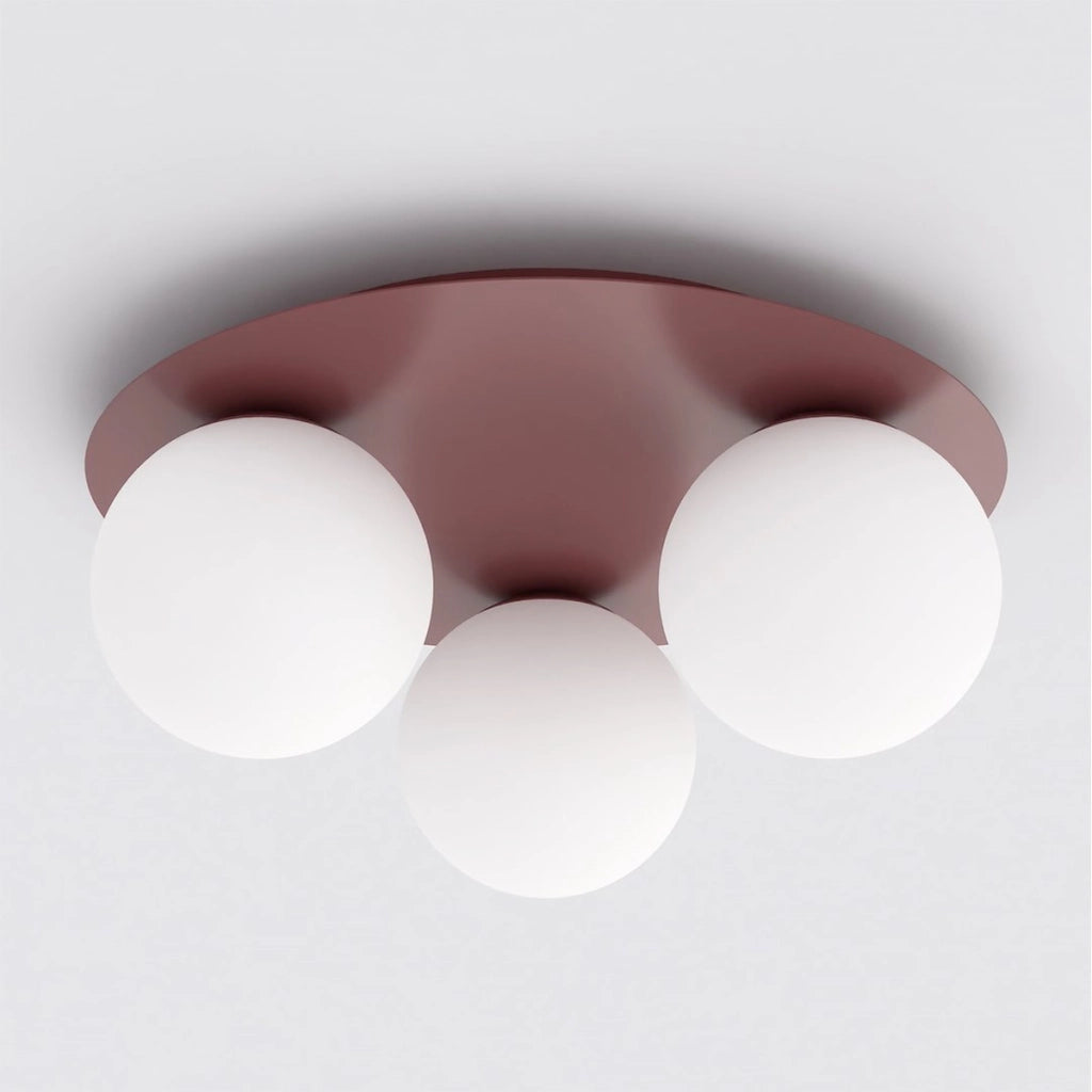 Lampada da soffitto SOLAR bordeaux con sfere in vetro opale