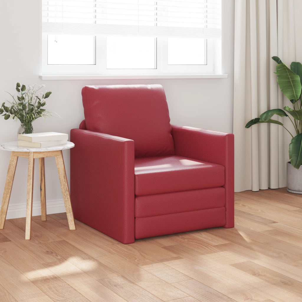 Divano Letto 2-in-1 Rosso Borgogna 74x77x81 cm Ecopelle