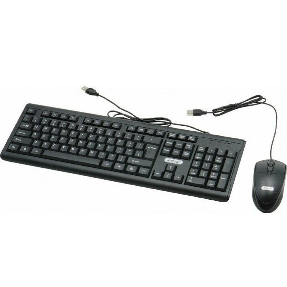 Trade Shop - Set Tastiera Mouse Cablati Cavo Usb Q-kp500 Lingua Inglese Usa Per Ufficio Casa -