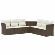 Set di divani 7 pcs Marrone e Bianco Crema 3448760