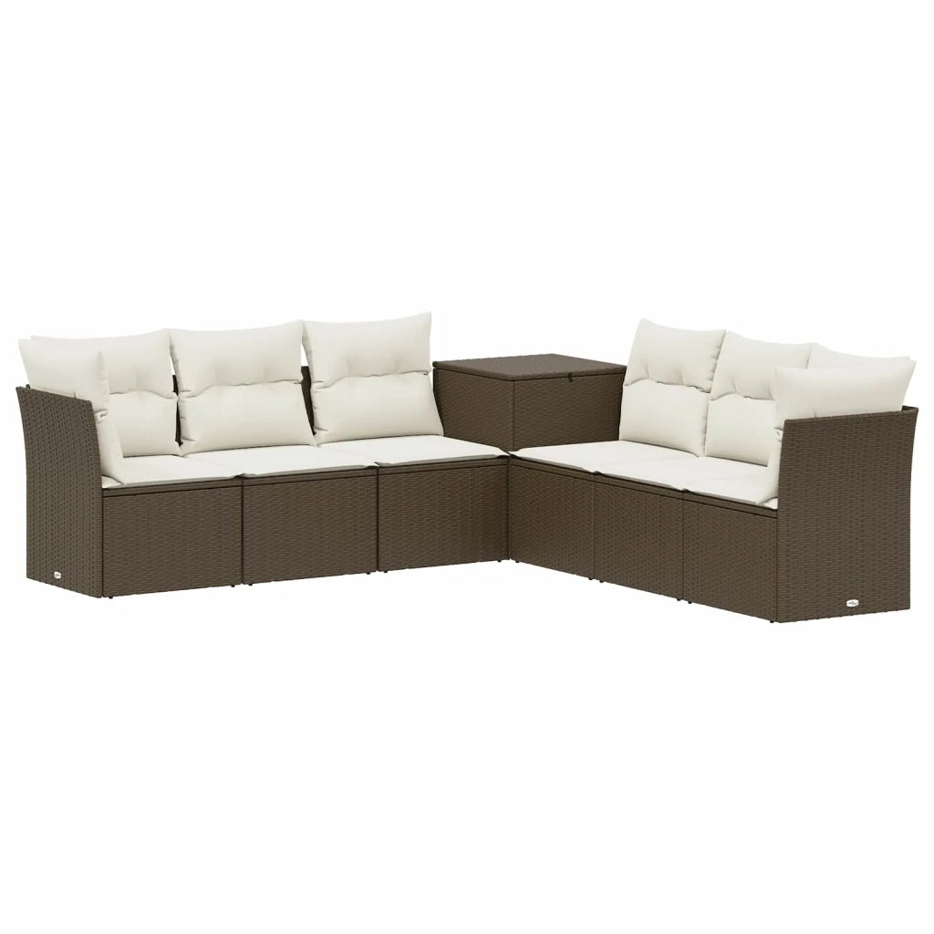 Set di divani 7 pz Marrone e Bianco Crema 3448760
