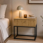 Leletete, Comodino un Cassetto, 60x39x52h cm Marrone Rovere