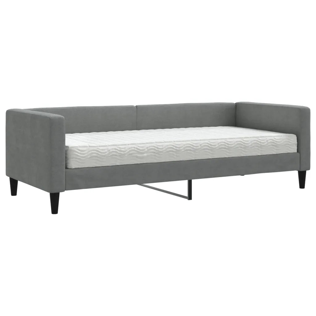 Divano letto | Sof¨¤ letto | Letto singolo con Materasso Grigio Scuro 80x200 cm in Tessuto