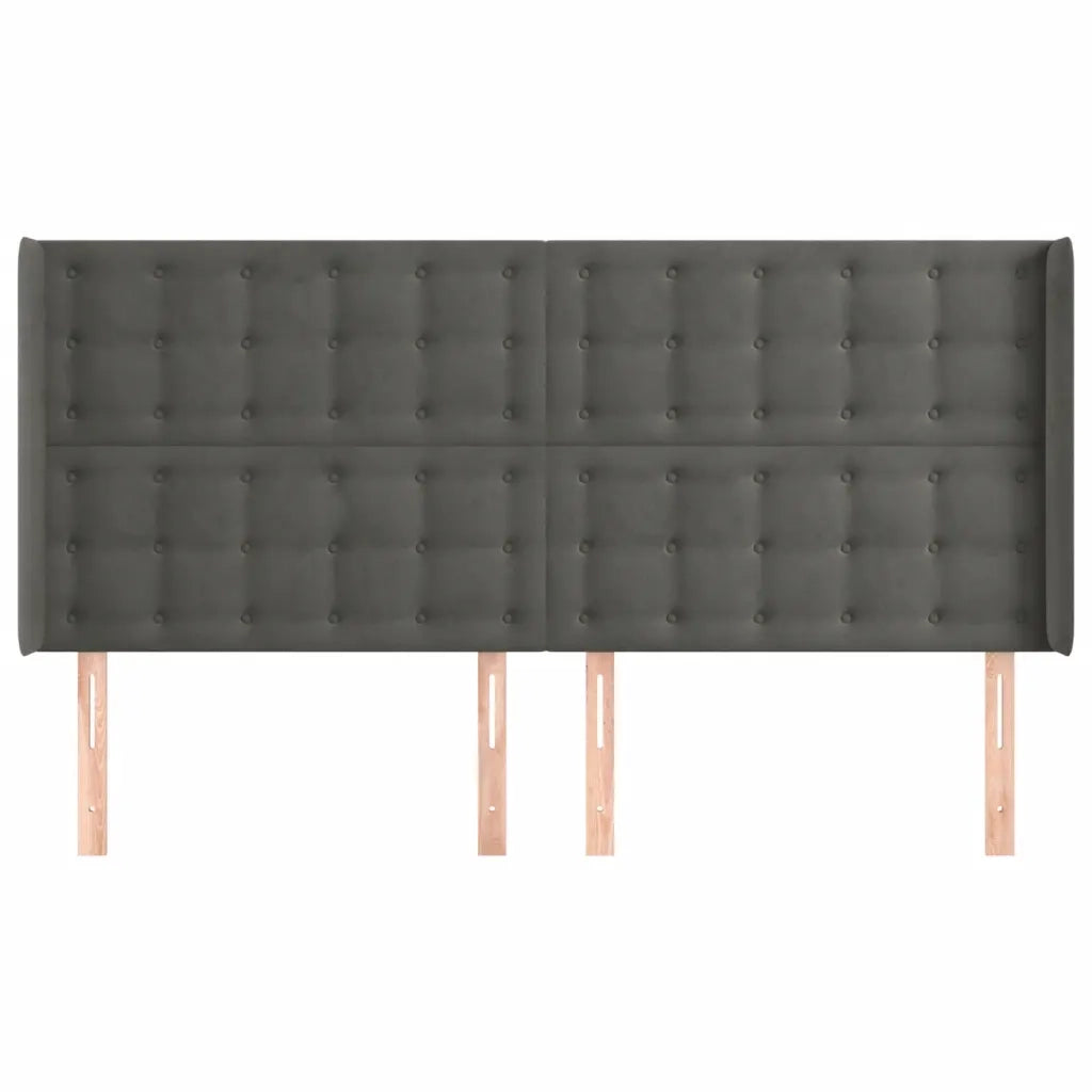 Testiera | Testata ad Orecchio GrigioScuro 203x16x118/128cm in Velluto